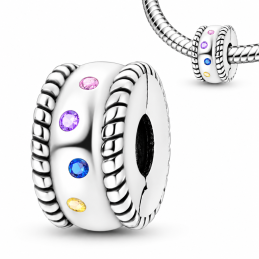 Charm pour bracelet clip bloqueur petit strass violet bleu jaune