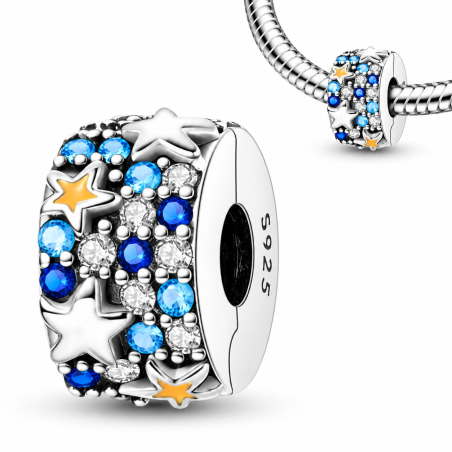 Charm pour bracelet clip étoiles pierre bleu turquoise
