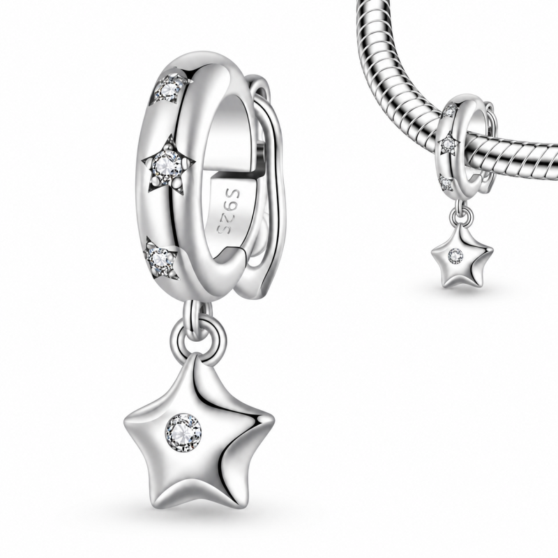 Charm pour bracelet strass clip avec fermoir étoile