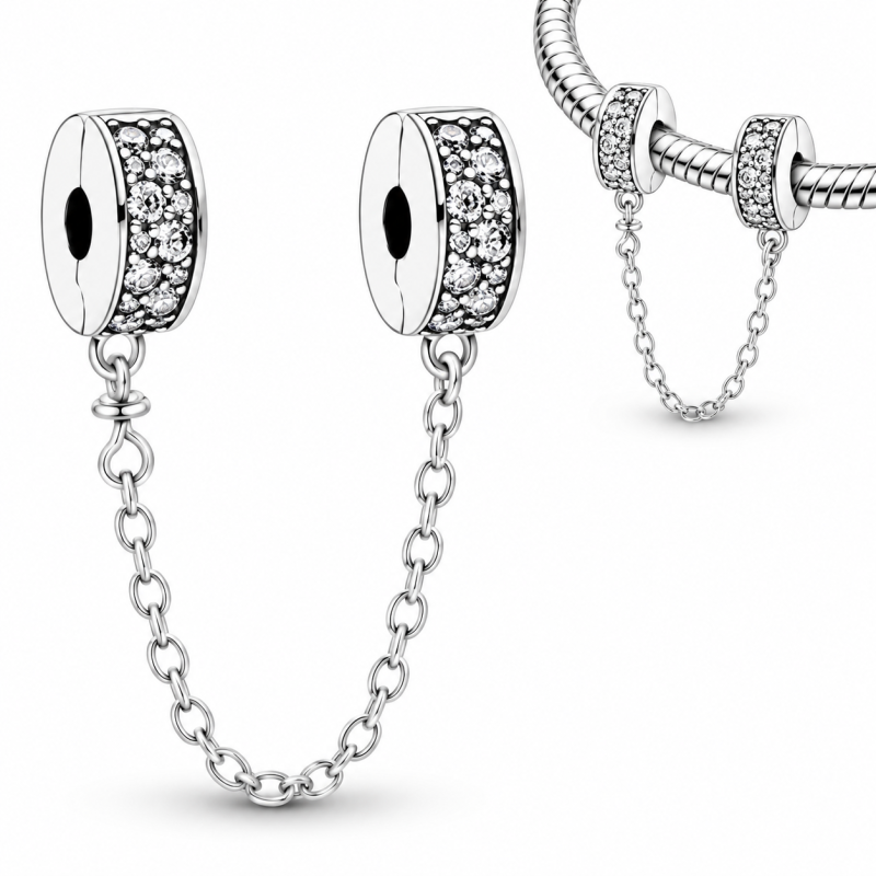 Charm double séparateur clip chaine strass pour bracelet