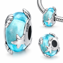 Charm pour bracelet séparateur étoile coquillage bleu turquoise