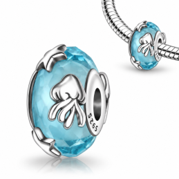 Charm pour bracelet murano bleu méduse étoile mer