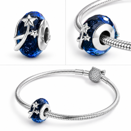 Charm murano pour bracelet séparateur étoiles filantes espace