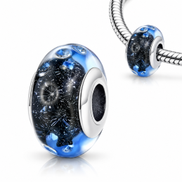 Charm murano pour bracelet séparateur étoiles galaxie univers
