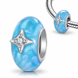 Charm pour bracelet murano bleu étoile