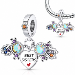 Charm pour bracelet cadeau soeur deux filles pendentif