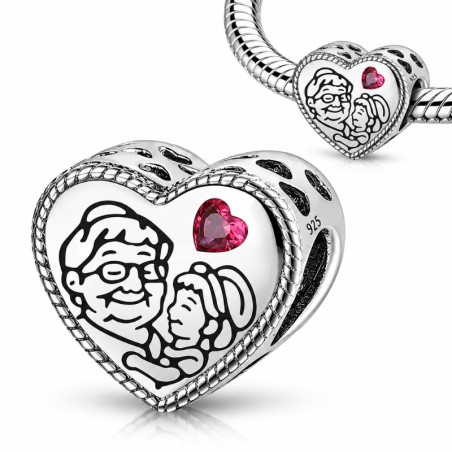Charm pour bracelet cadeau grand mère enfant dans les bras