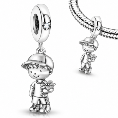 Charm pour bracelet garçon cadeau fleur