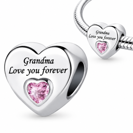 Charm pour bracelet cadeau fête grand mère je t'aime