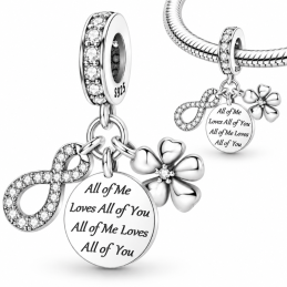 Charm pour bracelet coeur infini je t'aime de tout mon être maman