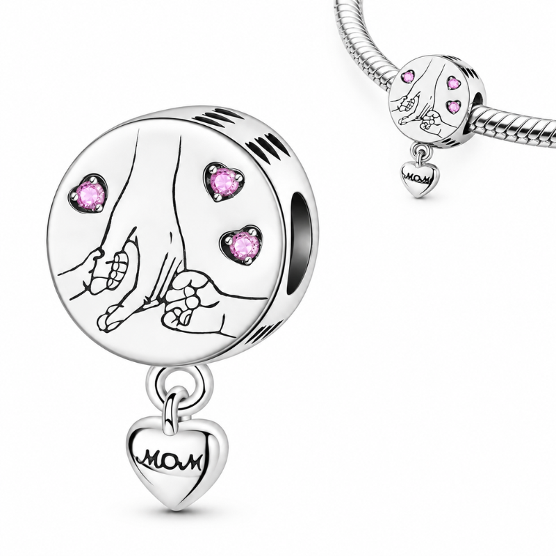 Charm pour bracelet maman de deux enfants mains