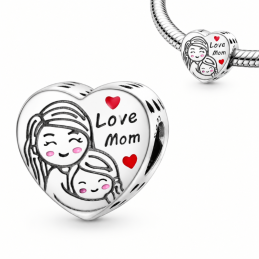 Charm pour bracelet coeur dans les bras de maman
