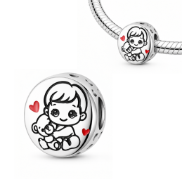 Charm pour bracelet bébé avec peluche cadeau maman