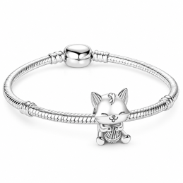 Charm pour bracelet chat mignon pelote