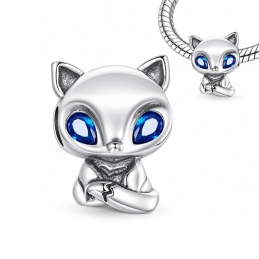 Charm pour bracelet renard yeux bleu