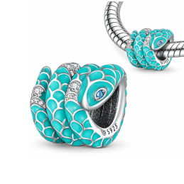 Charm pour bracelet serpent turquoise strass