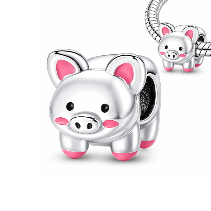 Charm pour bracelet cochon rose