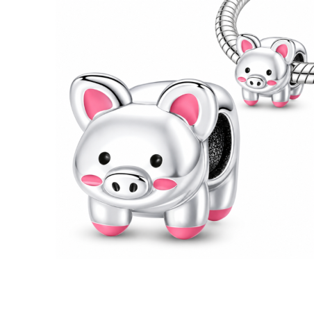 Charm pour bracelet cochon rose