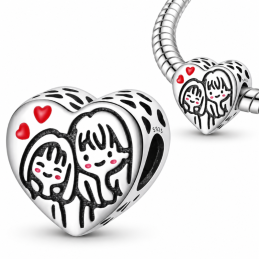 Charm pour bracelet cadeau grande soeur petite soeur coeur