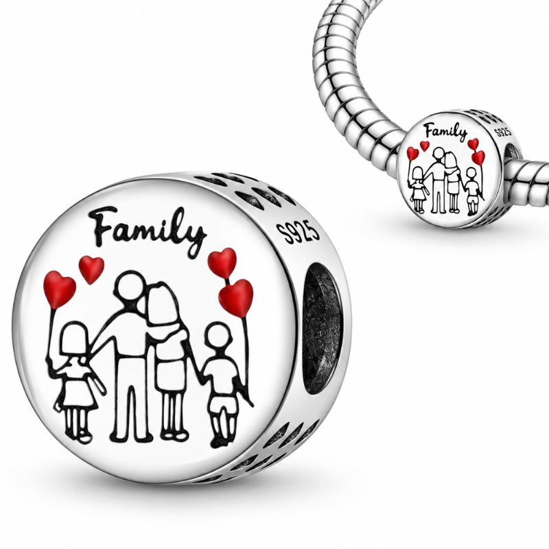 Charm pour bracelet rond famille papa maman garçon fille