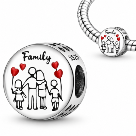 Charm pour bracelet rond famille papa maman garçon fille
