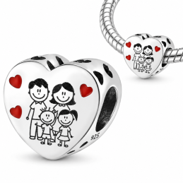 Charm pour bracelet coeur famille amour