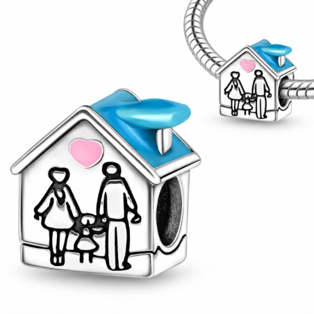 Charm pour bracelet maison famille un enfant