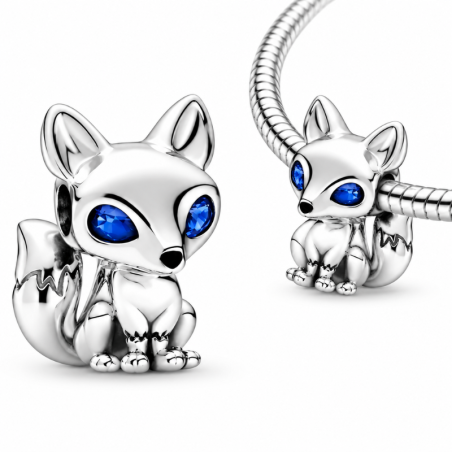 Charm pour bracelet renard yeux bleus