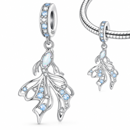 Charm pour bracelet poisson voile pierre bleu