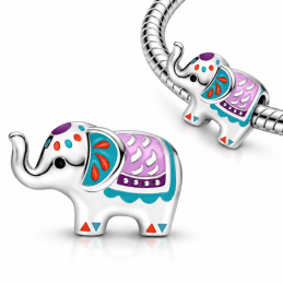 Charm pour bracelet éléphant fleurs design