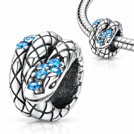 Charm pour bracelet Serpent pierre bleu
