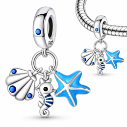 Charm pour bracelet coquillage hippocampe étoile de mer