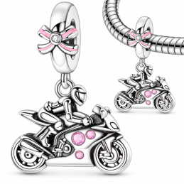 Charm pour bracelet cadeau femme permis moto noeud