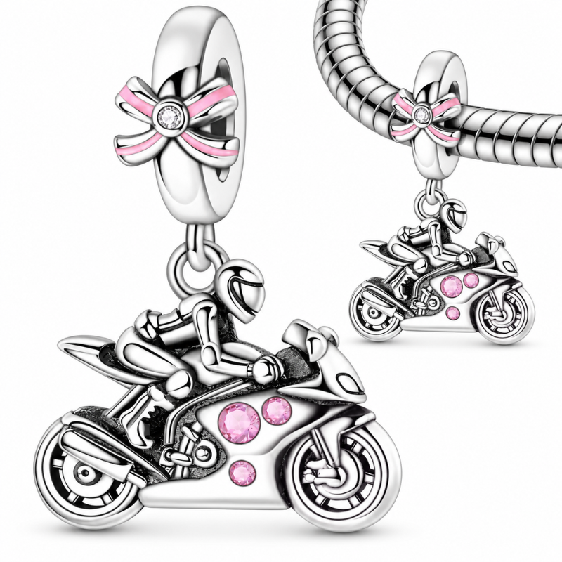 Charm pour bracelet cadeau femme permis moto noeud