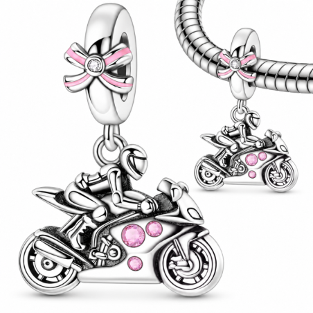 Charm pour bracelet cadeau femme permis moto noeud