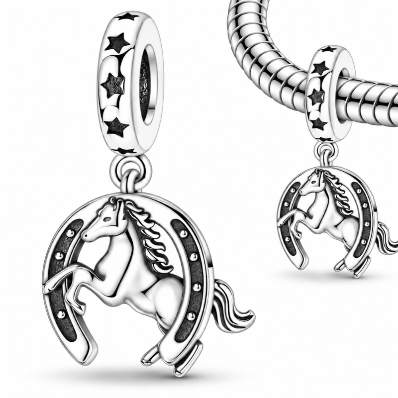 Charm pour bracelet cheval équitation fer chance