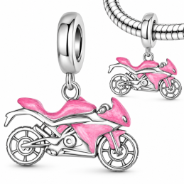 Charm pour bracelet moto sportive rose