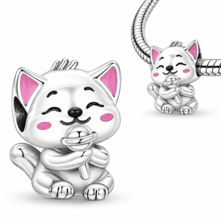 Charm pour bracelet chat avec micro karaoké