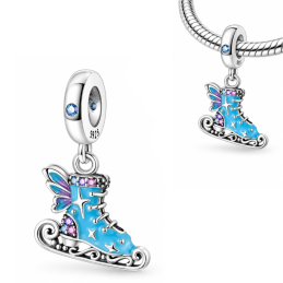 Charm pour bracelet patin à glace bleu aile