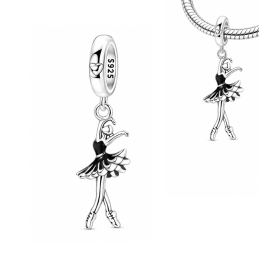 Charm pour bracelet danseuse étoile robe noire