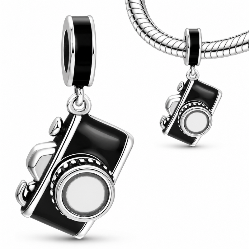 Charm pour bracelet appareil photo noir