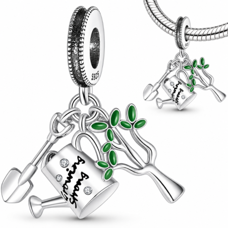 Charm pour bracelet jardinage arrosoir pelle arbre