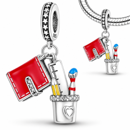 Charm pour bracelet pot crayon école agenda cadeau maitresse