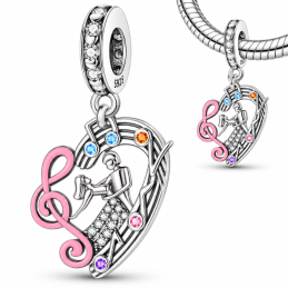 Charm pour bracelet cadeau danseuse coeur note de musique
