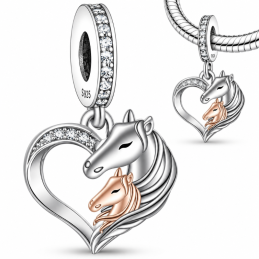 Charm pour bracelet deux chevaux équitation