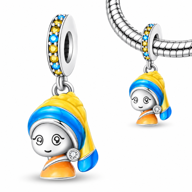Charm pour bracelet jeune fille a la perle peinture