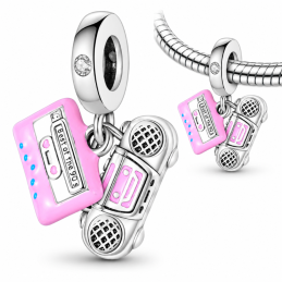 Charm pour bracelet cassette radio musique rétro 90