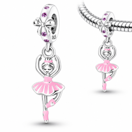 Charm pour bracelet ballerines danseuse ruban rose