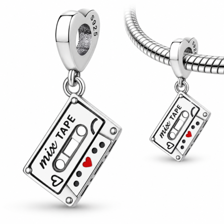 Charm pour bracelet cassette retro vintage musique