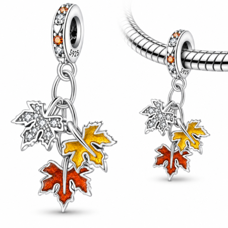 Charm pour bracelet automne trois feuilles d'érable